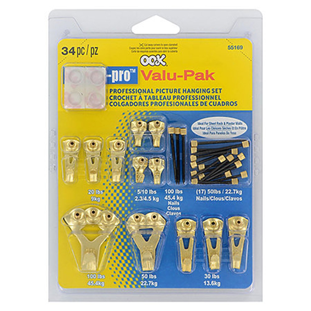 Hooks/Wall Adhesive, Art & School, Ook, Valu-Pak, Professional, Padded, Picture Hanging, Set, 660814
